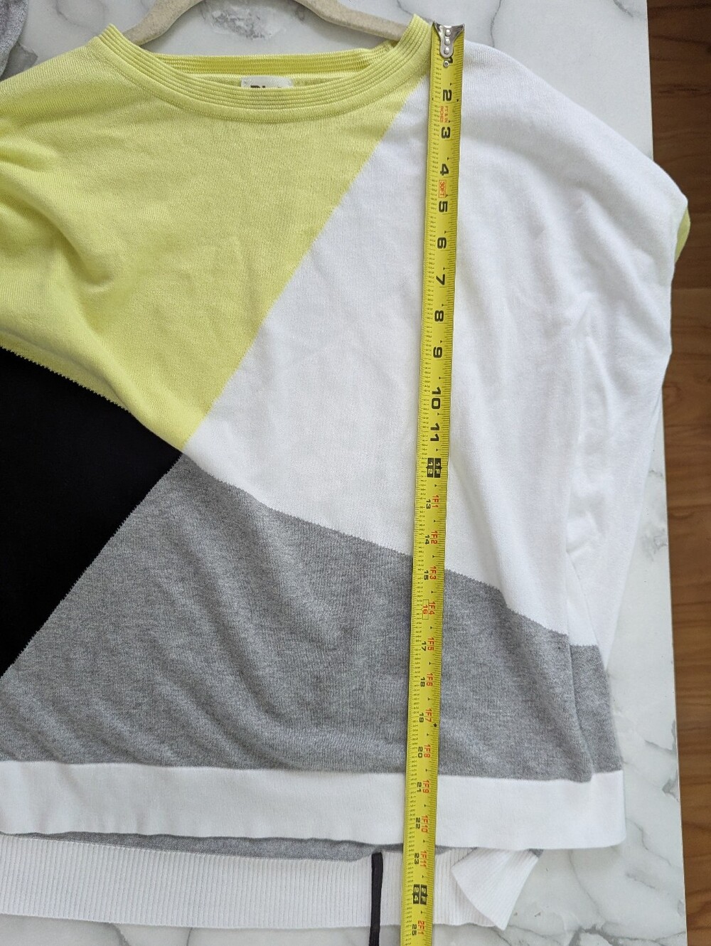 Planet By Lauren G Geometric Print Knit Sweater Pullover Gray Yellow One Size - Picture 9 of 9